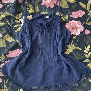 Old Navy Blue Smocked Tie Front Camisole